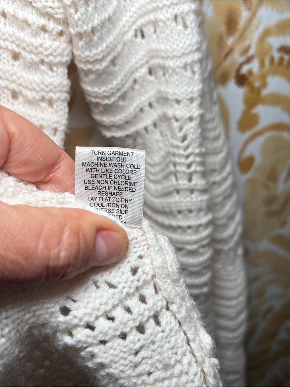 Cream Crochet Knit Cardigan Sweater | Boho Tie Front Top | Coastal Cottagecore - Picture 5 of 12
